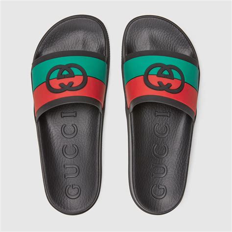 gucci green rubber slides|Gucci slides clearance.